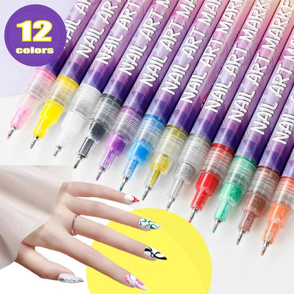 12 Colors 3D Nail Art Pens